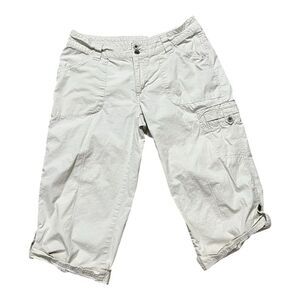 Worthington Women Beige Capri Cargo Pants Size 6 Cotton Outdoor Hiking Summer